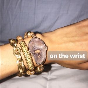 GOLD STONE BRACELET SET OF THREE